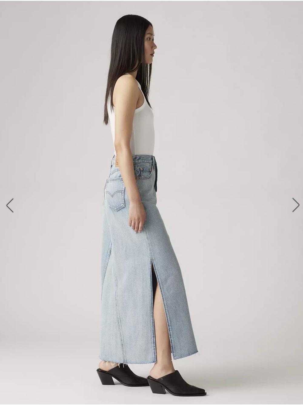 Levi's Light Blue Denim Skirt with Patch Logo - Picture 2 of 13